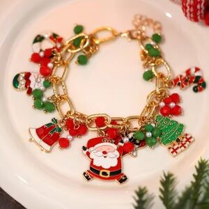 Jingle Bells & Santa Charms Christmas Bracelet